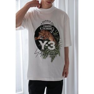 ADIDAS Y-3 Mock Neck Leopard Tee
